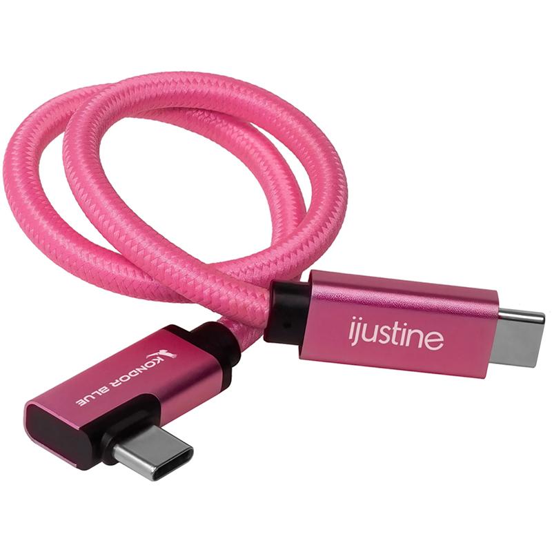 Kondor Blue iJustine Pink USB C 3.1 Data and Charging Cable 10Gb/s Data Speed & 100W Power Delivery